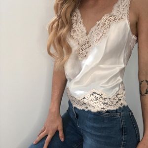 Oscar De La Renta Satin Lingerie Top